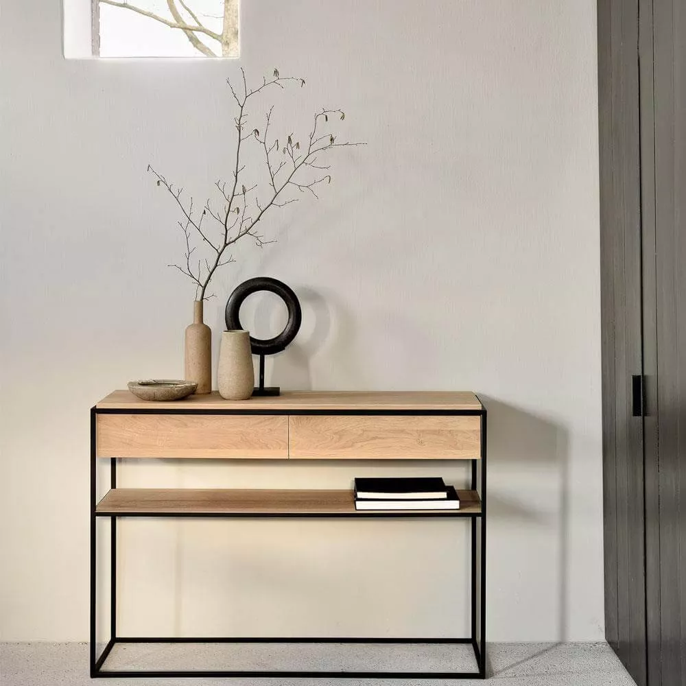 Oak Monolit 2 Drawer Console